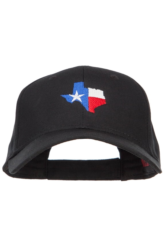 Texas Flag Map Embroidered Cotton Twill Cap - Black OSFM