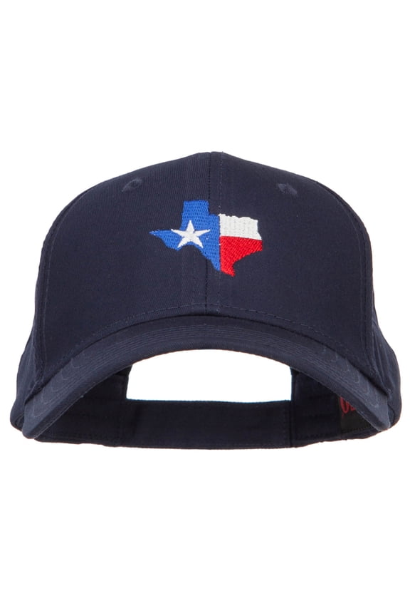 Texas Flag Map Embroidered Cotton Twill Cap - Navy OSFM