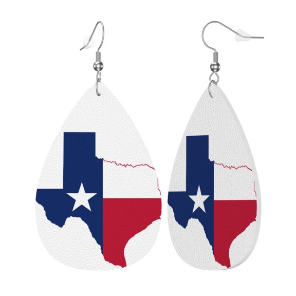 Texas Flag Map Leather Teardrop Earring Lightweight Drop Earrings For Women