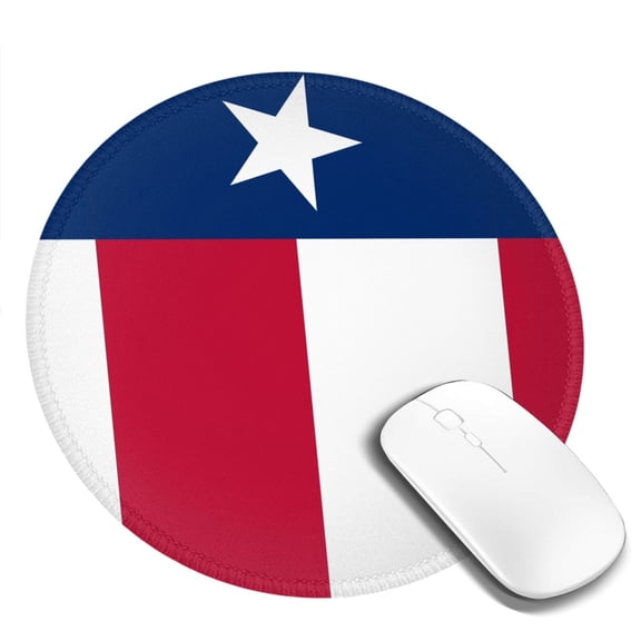 Texas Flag Round MousePad with Stitched Edge Non-Slip Rubber Base Mouse Mat for Office & Home (7.9 x 7.9)