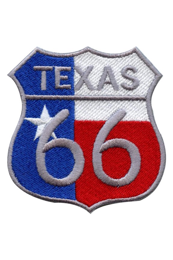 Texas Flag Route 66 Freeway Sign Embroidered Iron On Patch