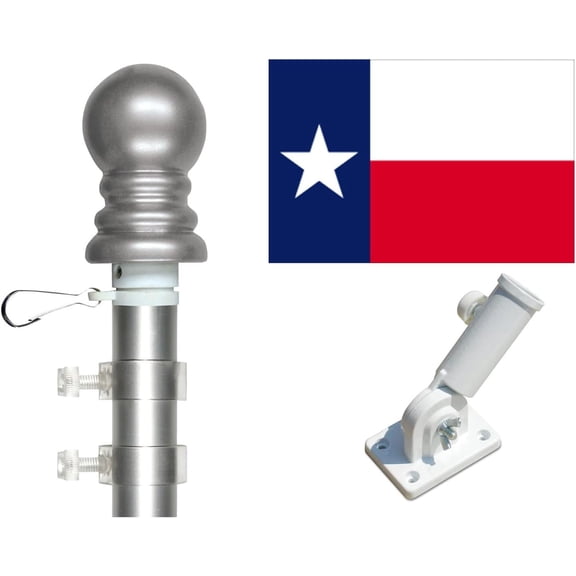 Texas Flag & Tangle Free Spinner Flagpole Set, Choose From any State 3'x5' Flag with a Residential or Commercial Flag Pole, Includes State Flag, Spinner Pole & Bracket