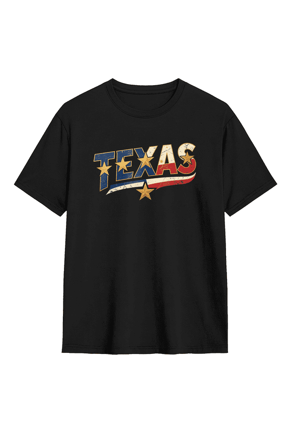 Texas Flag Text Cool Graphic Tee For Men And Women, Travel Casual Cotton Short Sleeves T-Shirt