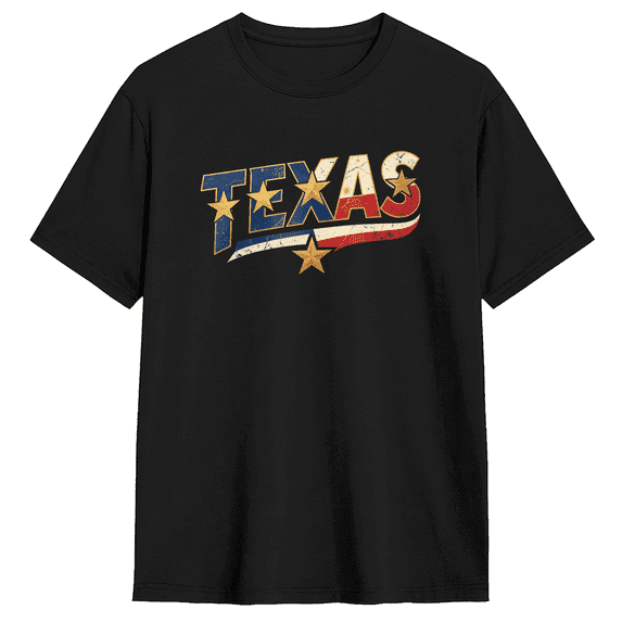 Texas Flag Text Cool Graphic Tee For Men And Women, Travel Casual Cotton Short Sleeves T-Shirt