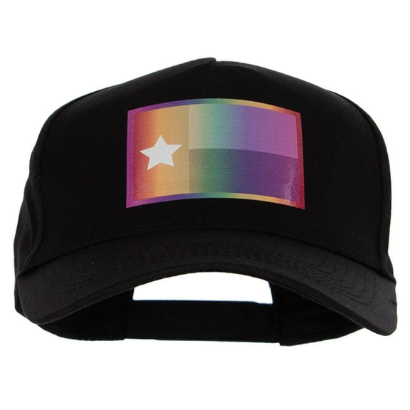 Texas Flag Variation Heat Transfer Solid Cotton Twill 5 Panel Prostyle Snap Cap - Black OSFM