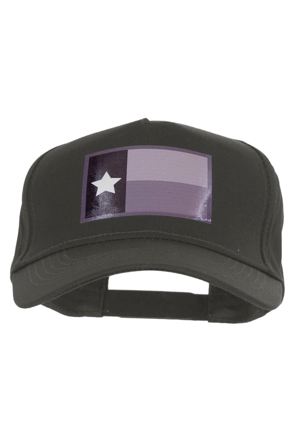 Texas Flag Variation Heat Transfer Solid Cotton Twill 5 Panel Prostyle Snap Cap - Charcoal OSFM