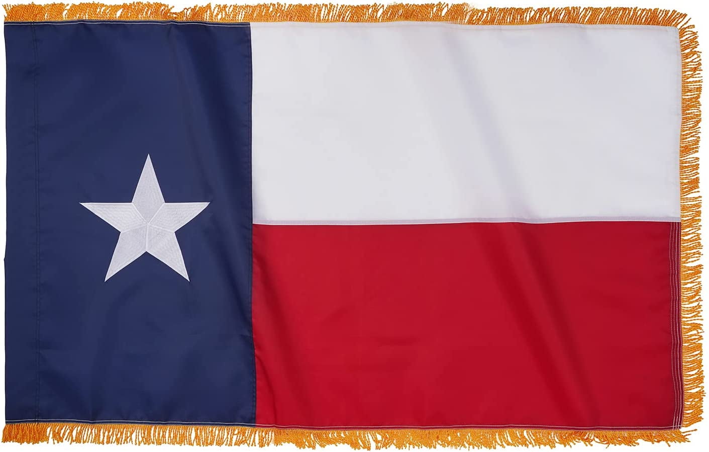 Texas Flag with Golden Fringe and Embroidered Star