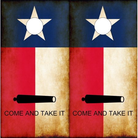 Texas Flags Come and Take It Cornhole Wraps; Brand SDHRS 3M Vinyl