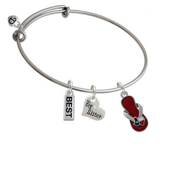 Texas Flip Flop Big Sister Heart Expandable Bangle Bracelet