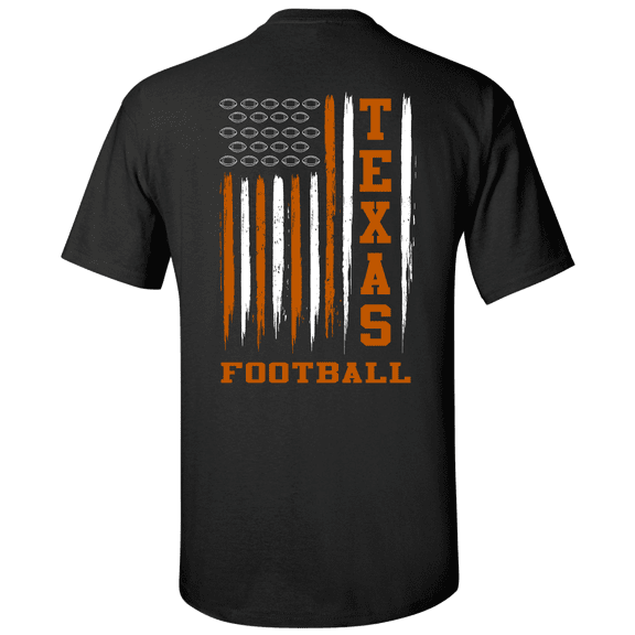 Texas Football Team Color American Flag Mens Short Sleeve T-shirt Graphic Tee-Black-4XL