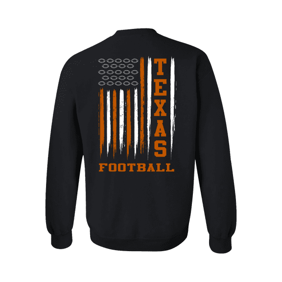 Texas Football Team Color Burnt Orange American Flag Mens Crewneck Pullover Sweatshirt-Black-small