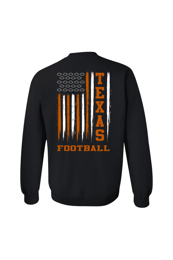 Texas Football Team Color Burnt Orange American Flag Mens Crewneck Pullover Sweatshirt-Black-xxl