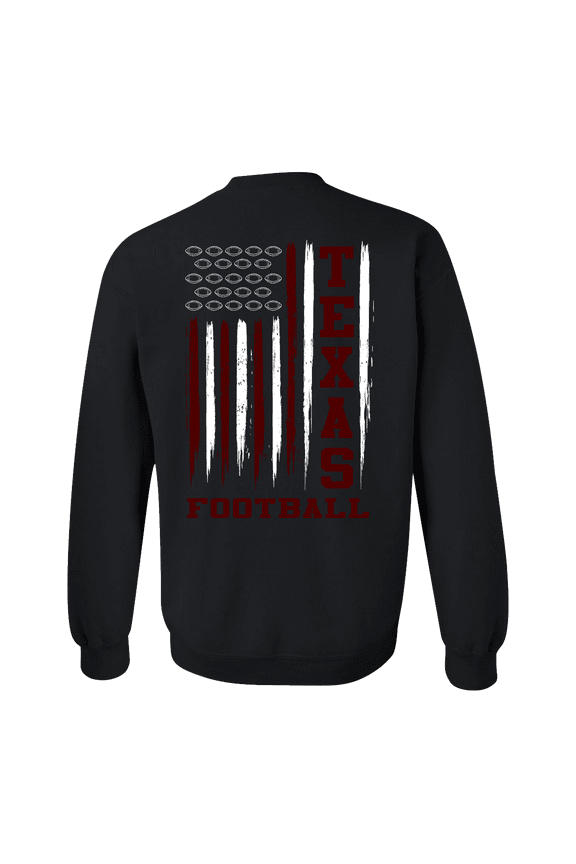 Texas Football Team Color Maroon and White American Flag Mens Crewneck Pullover Sweatshirt-Black-xxl