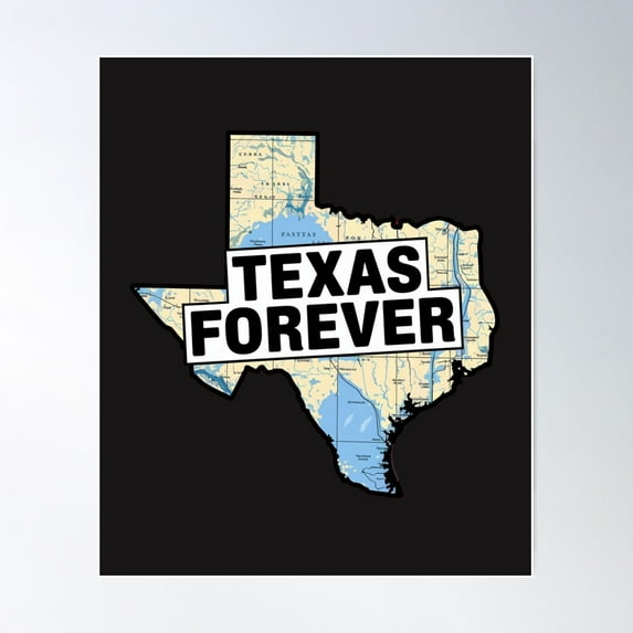 Texas Forever Map Poster Wall Art, Modern Wall Decor For Living Room Bedroom, 24x36 UNFRAMED