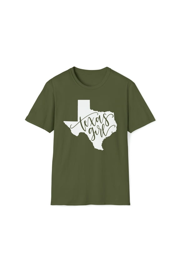 Texas Girl, Gildan Unisex Softstyle T-Shirt, State Map Graphic Tee, S-3XL