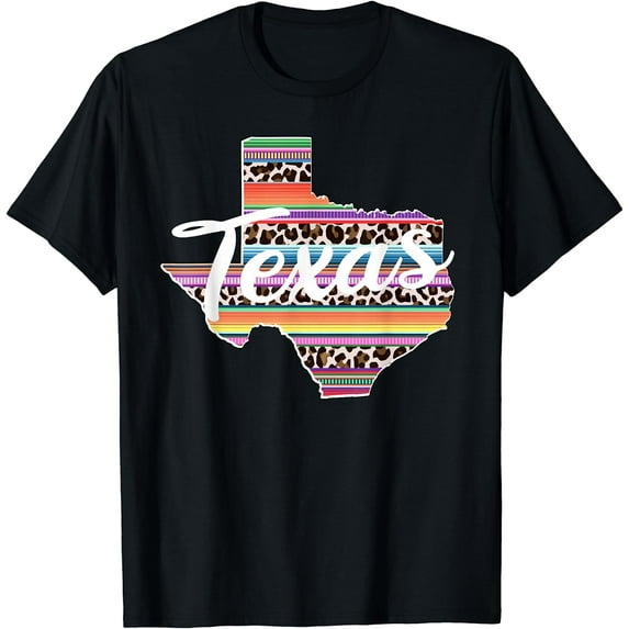 Texas Girl Serape Leopard Rustic State Pride T-Shirt Black Large