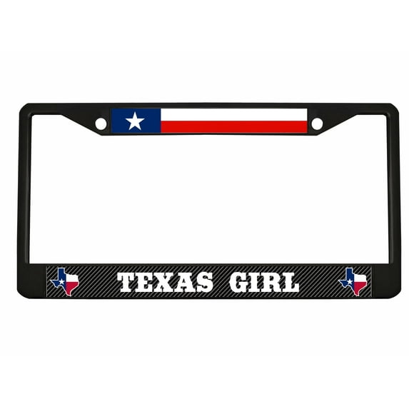 Texas Girl Style Heavy Duty Metal License Plate Frame Personalised/Car Accessories Car Tag Holder Cover (Black/Carbon/White)