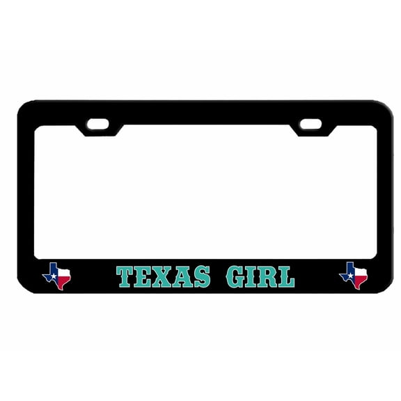 Texas Girl Style Heavy Duty Metal License Plate Frame Personalised/Car Accessories Car Tag Holder Cover (Black/Turquoise)