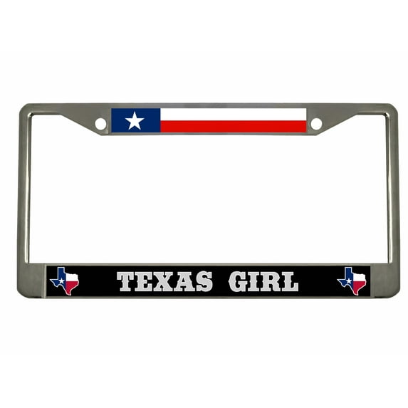 Texas Girl Style Heavy Duty Metal License Plate Frame Personalised/Car Accessories Car Tag Holder Cover (Chrome/blk/Silver)