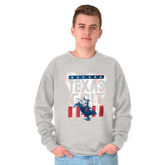 Texas Grit Stencil Aesthetic TX Rodeo Sweatshirt for Men or Women Brisco Brands S