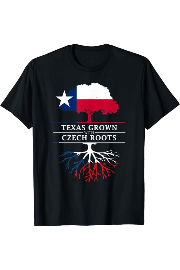 Texas Grown with Czech Roots - Czech Republic T-ShirtMen and women, Black T-shirt, size: Extra large S-4XL