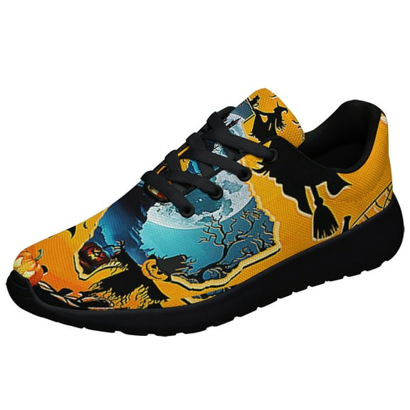 Texas Halloween Spooky Pumpkins Witch Shoes Sneakers Black Size 3.5