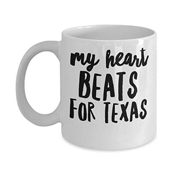 Texas Heart Beats 11 oz Coffee Mug - Gift for Texans White Ceramic