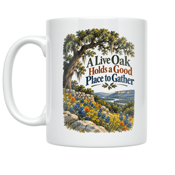 Texas Hill Country Live Oak Design - Nature Lover - 11 oz Ceramic Coffee Mug