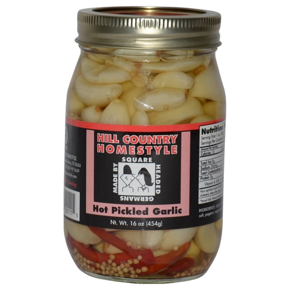 Texas Hill Country peeled Hot Pickled KKS1Garlic Cloves16oz