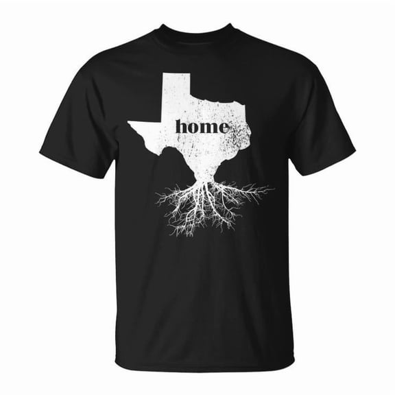 Texas Home State Pride Roots Graphic Tee Unisex Adult Cotton Love for Texas Design T-Shirt for Men Women Casual Everyday Wear, Size L, Color Black
