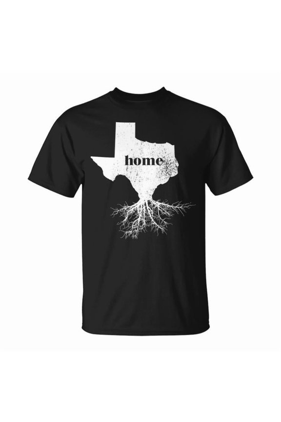 Texas Home State Pride Roots Graphic Tee Unisex Adult Cotton Love for Texas Design T-Shirt for Men Women Casual Everyday Wear, Size S, Color Black