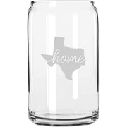 Texas Home States Etched 16oz Libbey Can Glass