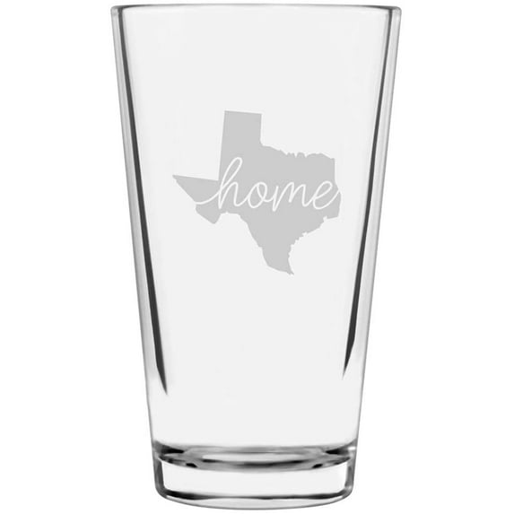 Texas Home States Etched 16oz Libbey Pint Glass