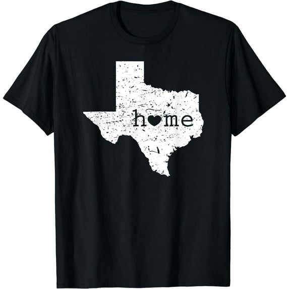 Texas Home T Shirt Distressed TX Map with Heart T-Shirt