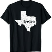Texas Home T Shirt Distressed TX Map with Heart T-Shirt