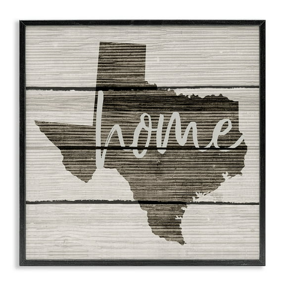 Texas Home Typography Map Typography Framed Art Print Wall Art, 17x17