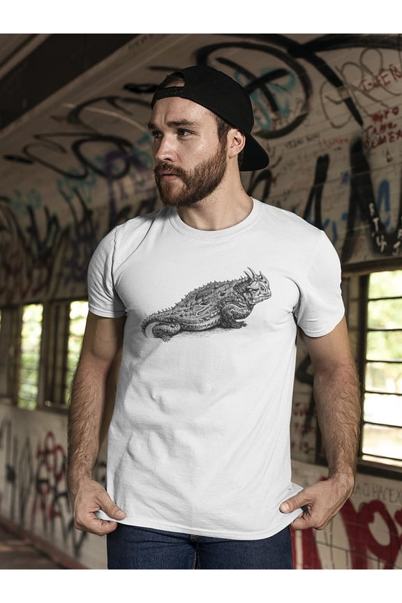 Texas Horned Lizard Sketch T-Shirt Men -Image by Shutterstock, Male 3X-Large