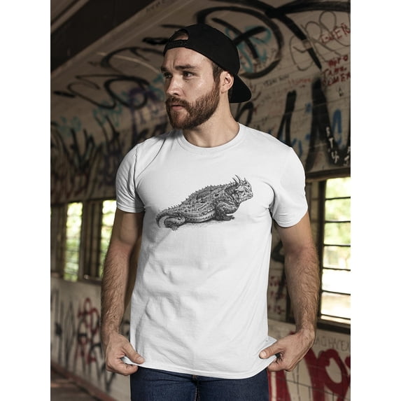 Texas Horned Lizard Sketch T-Shirt Men -Image by Shutterstock, Male XX-Large