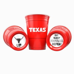 CooCoo Cups® 16oz Texas "Horns Up Eat, Sleep, Football, Repeat" Party Cups - 50 Count