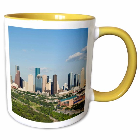 3drose, Texas, Houston City Skyline at Dawn - Us44 Rti0032 - Rob Tilley, 11oz Two-tone Yellow Mug