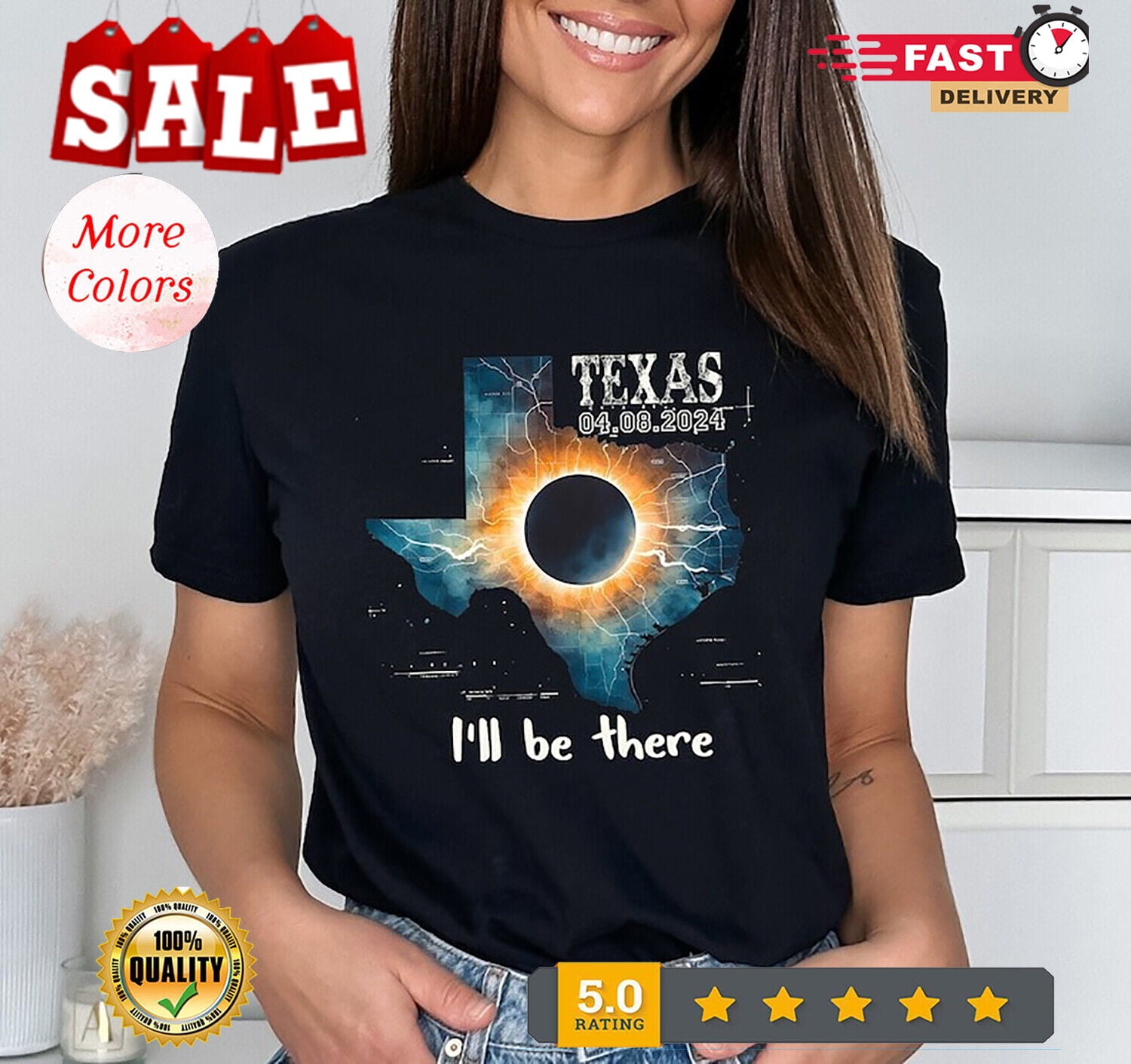 Texas I'll Be There Shirt, Total Solar Eclipse 2024 Shirt, April 8th