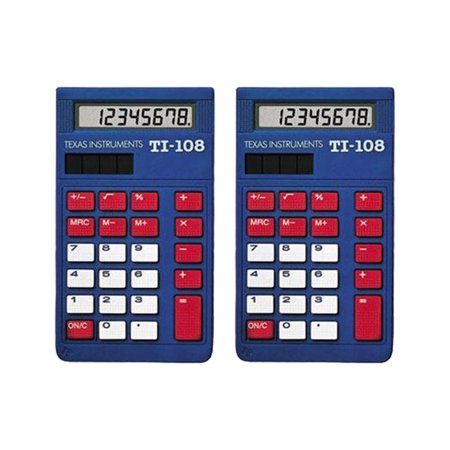 Texas Instruments TI-108 Solar Power Calculator/Teacher''''s Kit - 2-Pack