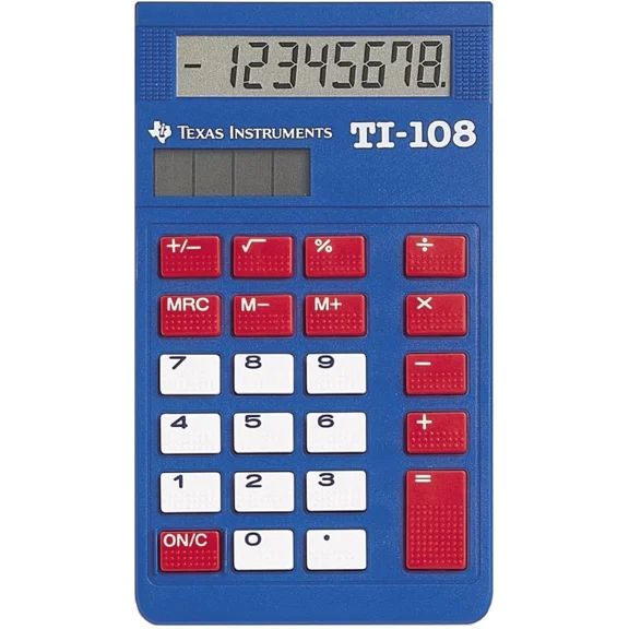 Texas Instruments TI-108 Solar Powered Calculator Blue