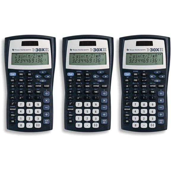 Texas Instruments TI-30X IIS 2-Line Scientific Calculator, Black with Blue Accents - 3 Pack