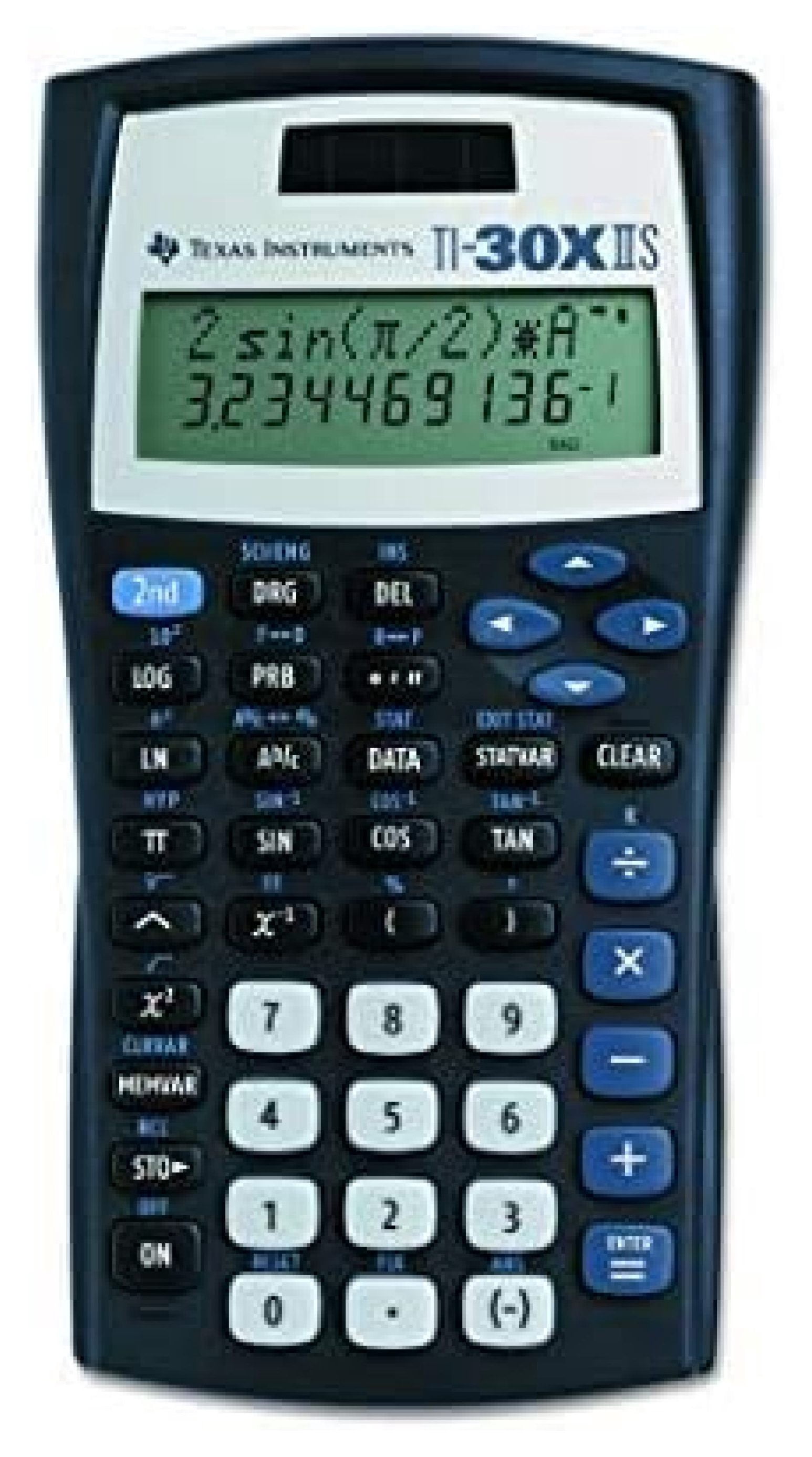 Texas Instruments TI-30X IIS 2-Line Scientific Calculator, Black with Blue Accents
