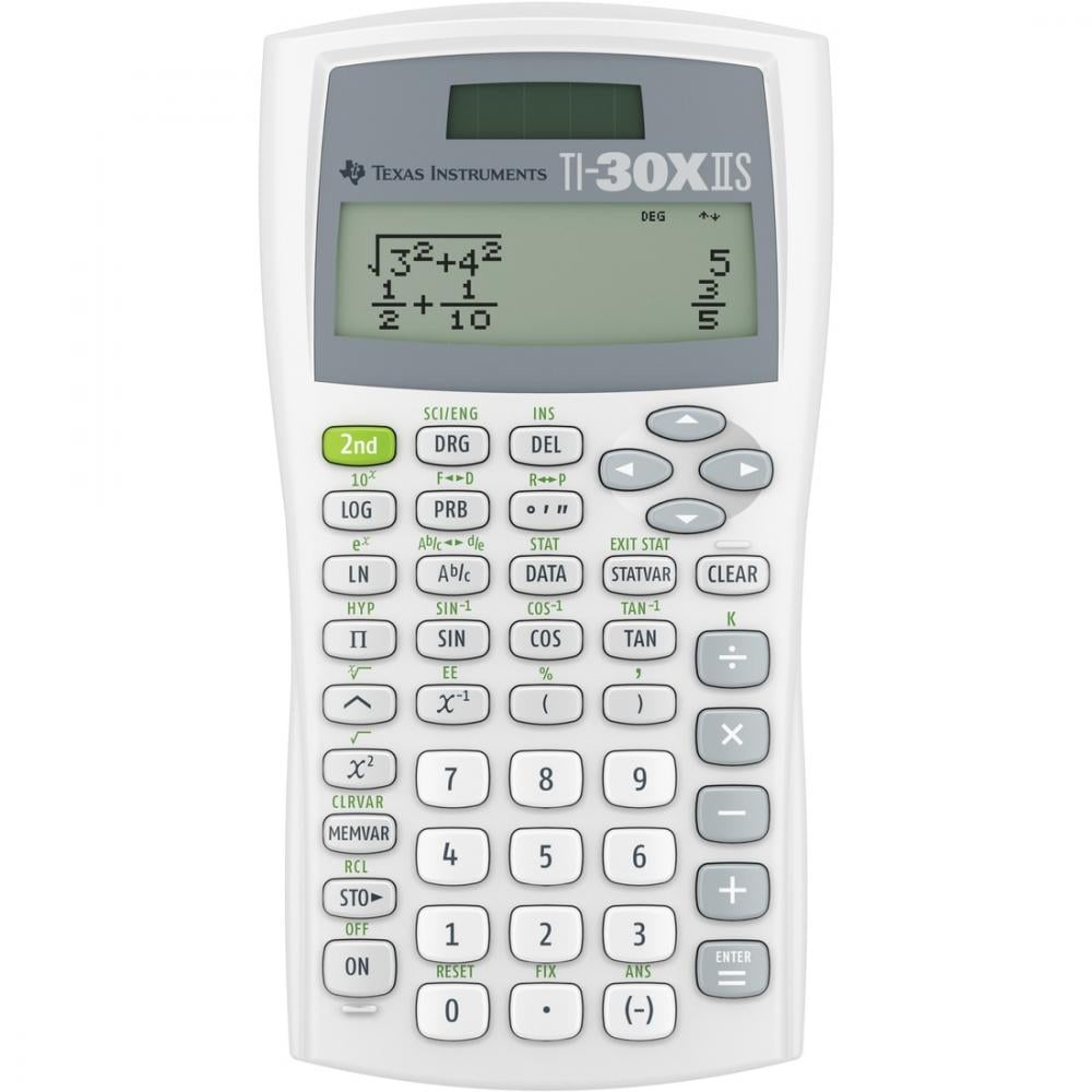 Texas Instruments TI-30X IIS Scientific Calculator - Dual Power, Impact Resistant Cover, Plastic Key - 2 Line(s) - Battery/Solar Powered - White