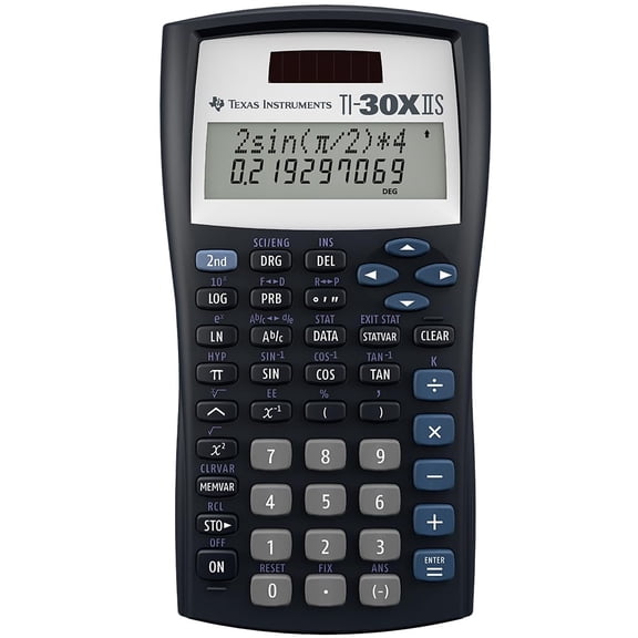 Texas Instruments TI-30XIIS Scientific Calculator, Black with Blue Accents (30XIIS/TBL/1L1/BK)