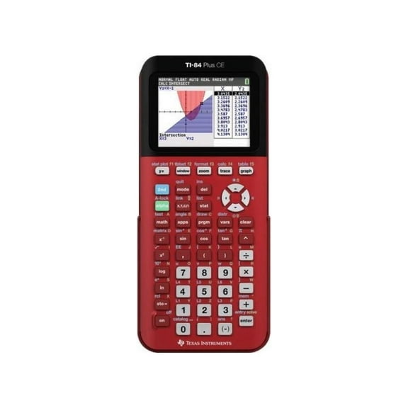 Texas Instruments TI-84 Plus CE Graphing Calculator - 3D Graphing - Clock, Date/Time Display, Impact Resistant Cover, Slide-on Hard Case, Backlit Display, Lightweight, Durable - LCD - Battery Powered