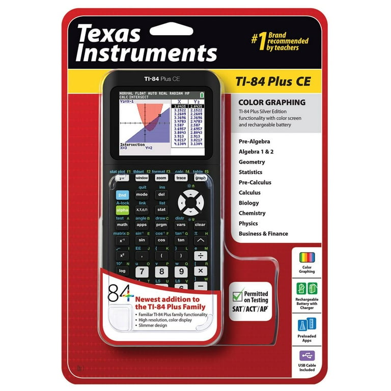 Texas Instruments, Graphing Calculator, TI-84 Plus CE, Black Texas Instruments, Graphing Calculator, TI-84 Plus CE, Black