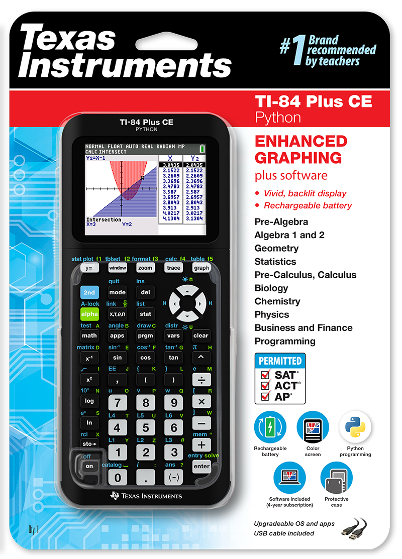 Texas Instruments TI-84 Plus CE Graphing Calculator High School and College, Black - image 1 of 5